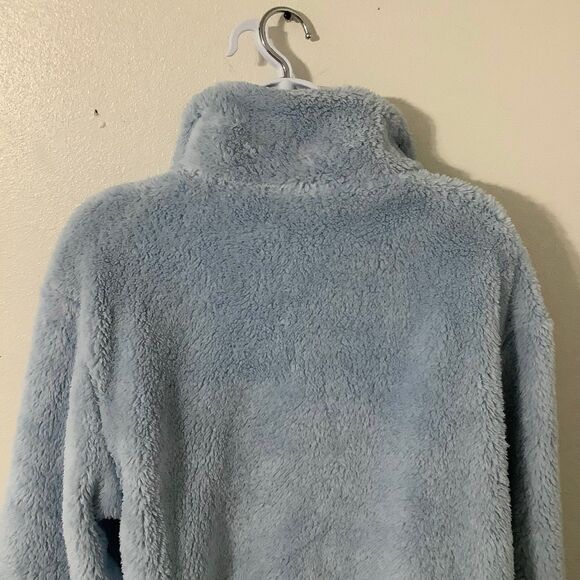 NWT Old Navy Pastel Blue Fleece Zip Up Minimalist Cozycore Normcore Jacket TallS - Picture 5 of 8